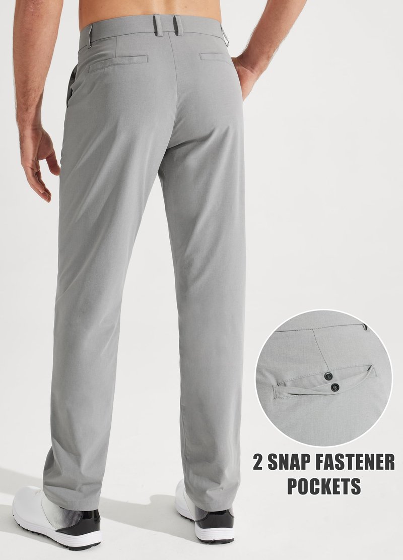 Libin Mens Golf Pants Classic Fit Stretch Work Dress Pants 32" Quick Dry Lightweight Business Casual Trousers Comfort Water Resistant, Light Grey, 36W x 32L