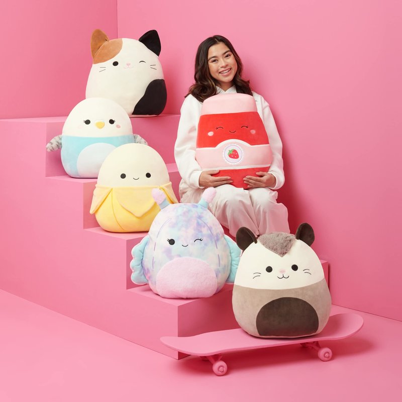 Squishmallows Original 8in Axel The Purple Beetle + 8in Griffith The Peach Bookworm – Official Jazwares Valentine’s Plush 2-Pack (Little)