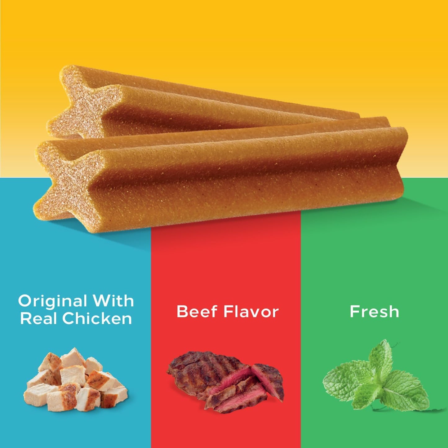 Pedigree Dentastix Large Dog Treats - Original Beef Flavor, Fresh Breath | 2.73 lb Variety Pack (51 Treats)