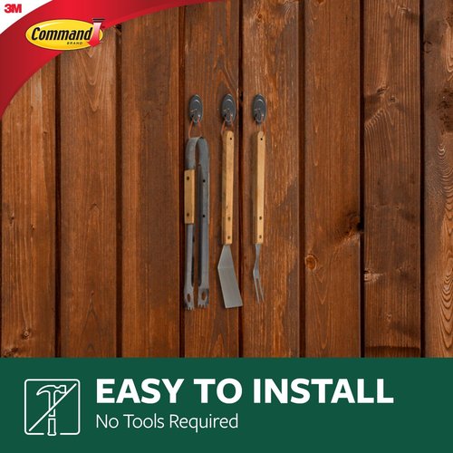Command Outdoor Terrace Hooks, 2 Hooks and 4 Strips, Damage-Free Hanging Wall Hook for Hanging Outdoor Wall Decor with Weather Resistant Strips, Holds up to 3 lb