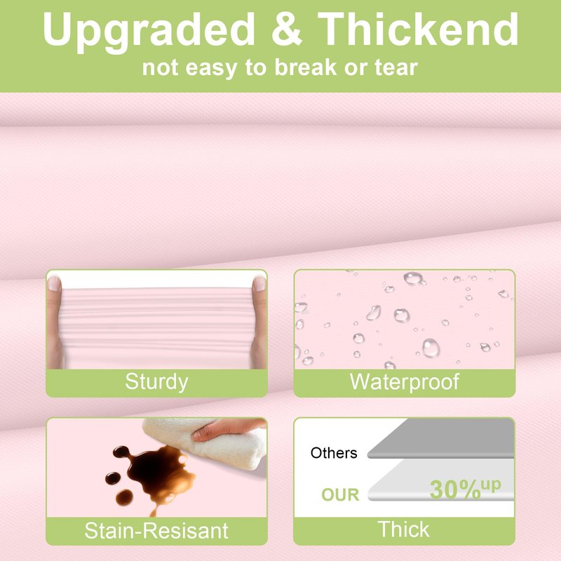 QIKSION Pink Plastic Table Cloth Disposable 3 Pack, 54 x 108 Inch Tablecloths for Valentines, Easter, Mothers Day Decorations, Baby Shower Birthday Party, Rectangle Table Cover