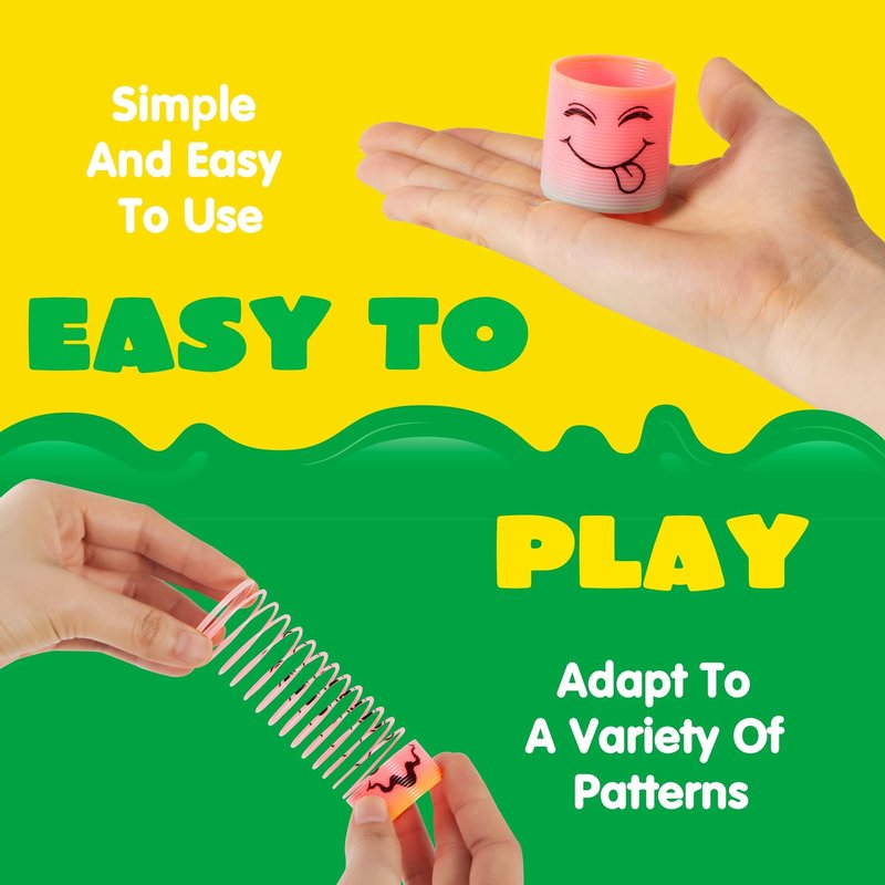 JOYIN 60 Pcs Spring Rainbow Party Favor, Mini Plastic Coil Spring Toy, Fidget Stress Coil Mini Springs Bulk Toys for Carnival Prize Birthday, Classroom Goodie Bag Stuffers