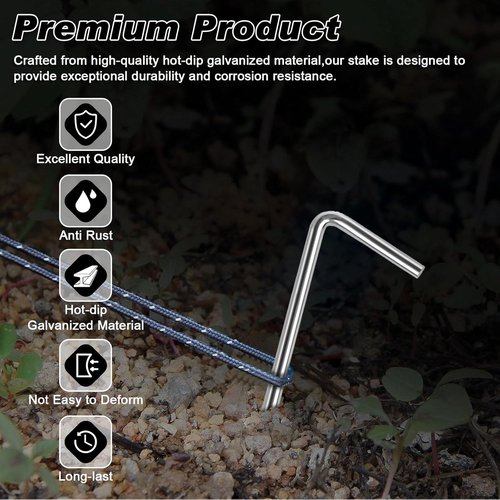 Feed Garden 7-Inch Heavy-Duty Tent Stakes - 18 Pack Metal Pegs for Outdoor Decor & Camping