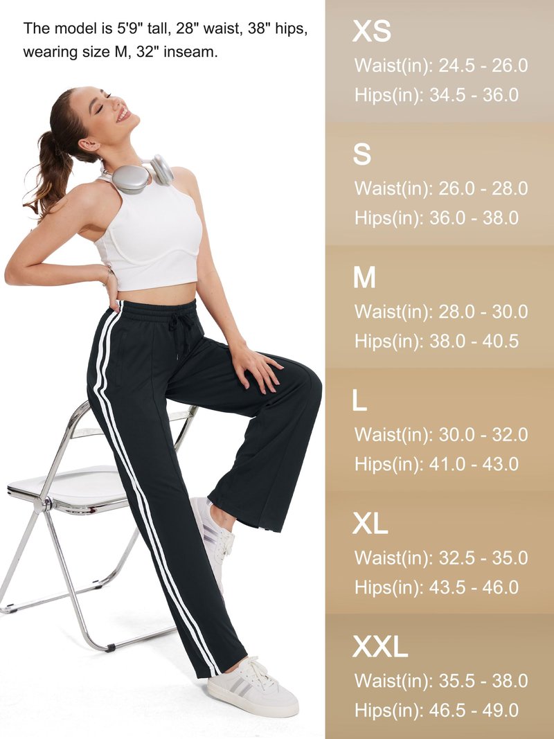 Tapata Women's 34" Inseam Tall Track Pants Loose Straight Leg Jogging Sweatpants Warm-Up Sports Athletic Running, Black, S