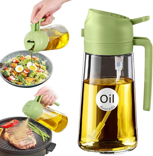 YARRAMATE Glass Olive Oil Sprayer - 16oz Premium Food Grade Dispenser for Cooking & BBQ (Green)
