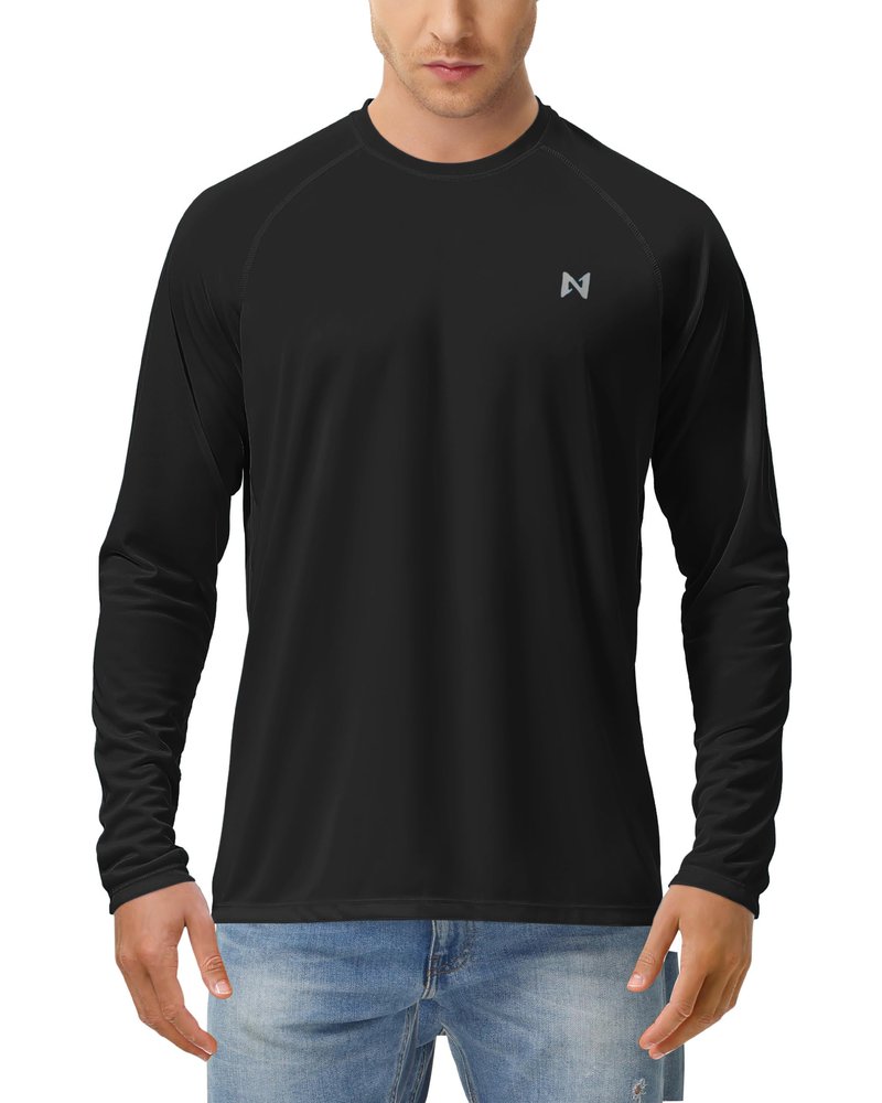 isnowood Sun Protection Shirts for Men, UPF 50+ Long Sleeve, UV Quick Dry Rash Guard Swim Shirt for Fishing Hiking Running