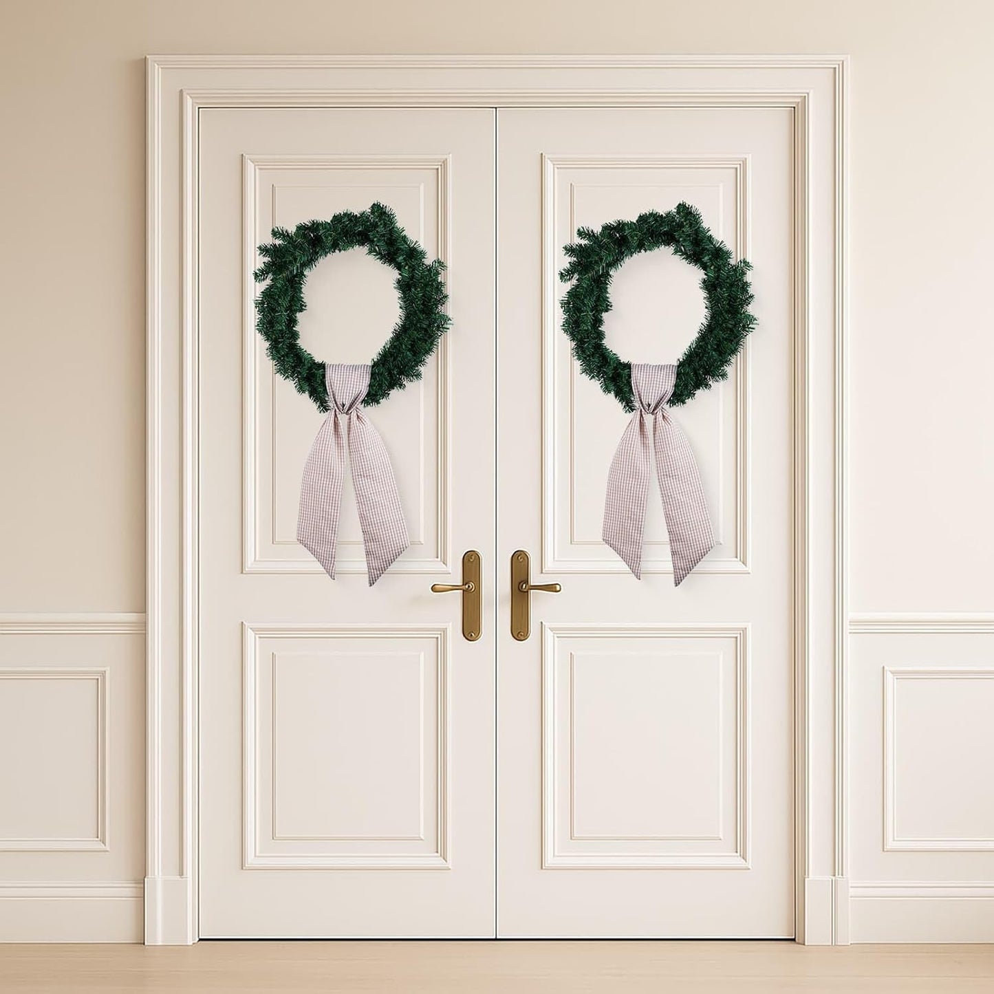 Brown Gingham Wreath Bow Set by [Brand Name] - 2 Pack for Door Decoration | 5.12” Wide x 54.33” Each