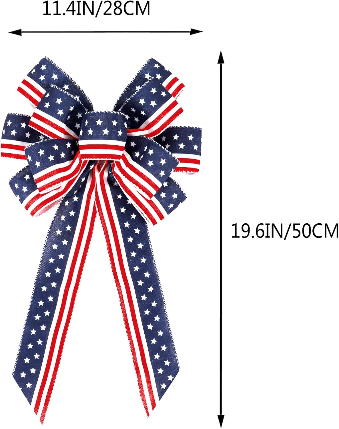 Patriotic 4th of July Decor Bow by [Brand Name] - Red, White & Blue Stripe Stars | Perfect for Wreaths & Tree Toppers