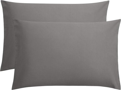 FLXXIE Pillow Cases - Soft Microfiber Queen Pillow Covers | Wrinkle Resistant, 2-Piece Set, Dark Grey 20x30