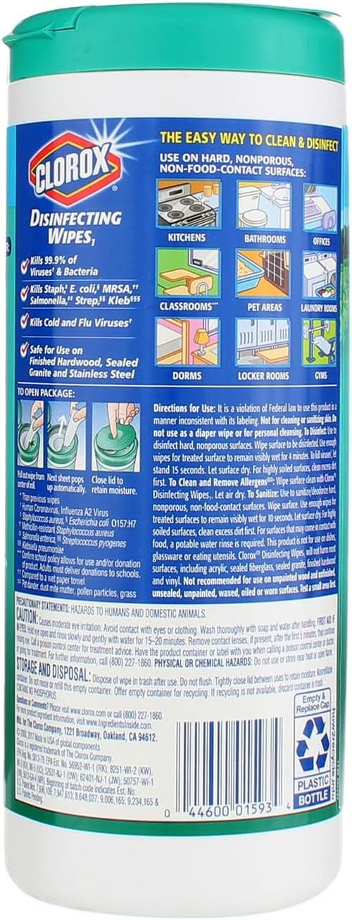 Clorox Disinfecting Wipes - Fresh Scent Canister | 7" x 8" | Pack of 3 for Effective Cleaning
