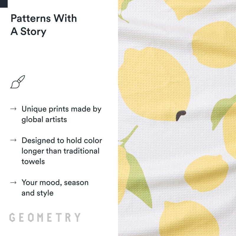 GEOMETRY Kitchen Tea Towels - Quick Dry Microfiber Dish Towels for Kitchen Sunny Lemons, 18" x 30" 1 Pack