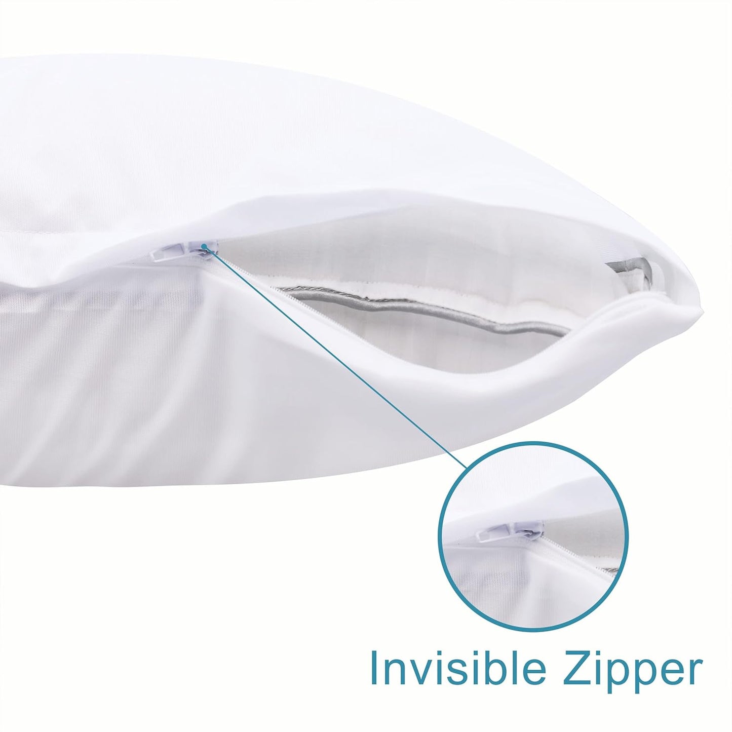NTBAY Waterproof King Pillow Protectors - Super Soft & Quiet Zip Design | 20x36 Inches, Pure White (4 Pack)