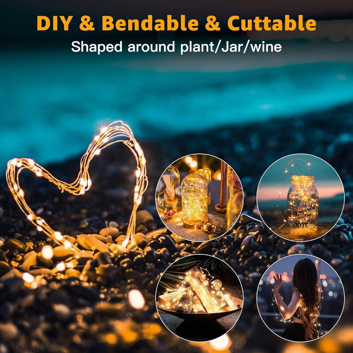 Skiennix 12 Pack Fairy Lights - Battery Operated 7ft 20 LED Mini String Lights | Warm White Twinkle Lights for Weddings & Parties