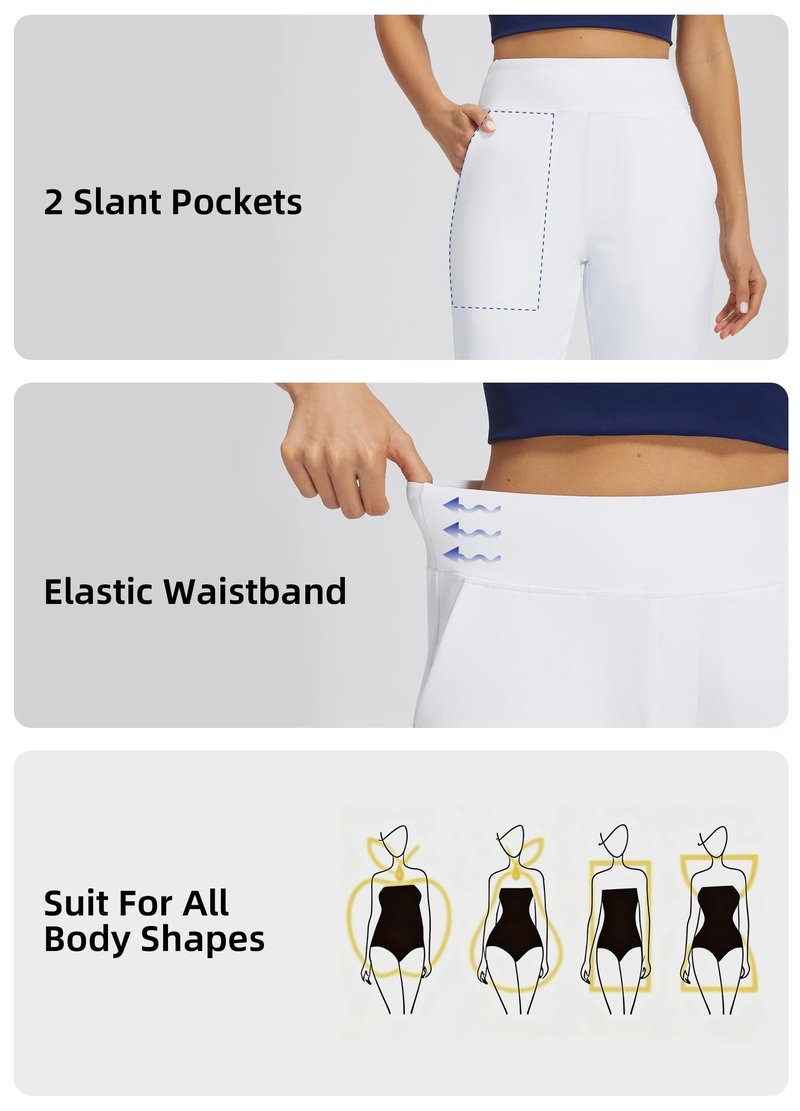 Libin Women's Pants with 4 Pockets Golf Pants 25''High Waisted Stretchy Ankle Pant for Travel Casual Athletic Busniess Work White S