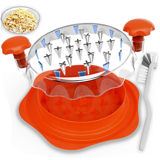 Chicken Shredder Tool Twist Large Orange, 10” BPA-Free Meat Shredder for Chicken Breast Pork Beef, Manual Food Shredder with Brush, Anti-Slip, Ergonomic Handle, Fast Shredding for Kitchen & Meal Prep