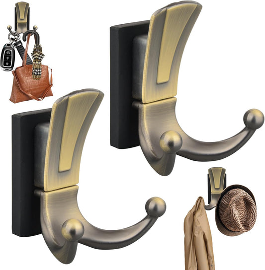 ULIBERMAGNET Magnetic Coat Hooks - Retro Heavy-Duty Double Hooks for Metal Doors & Kitchens | Ideal for Towels, Coats, Bags & Umbrellas