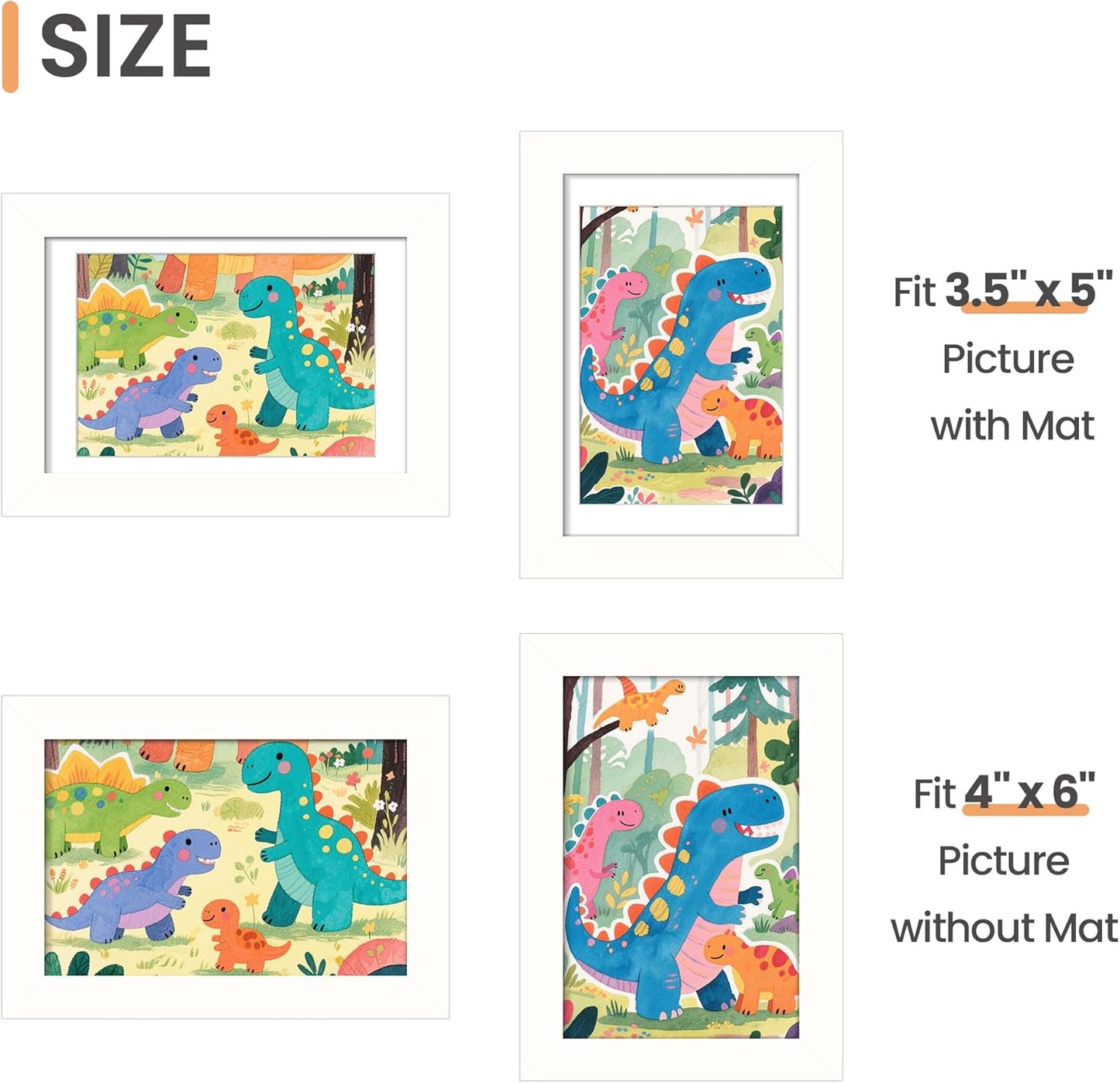 Upsimples 4x6 Picture Frame - Versatile Display for 3.5x5 or 4x6 Photos | White, 1 Pack