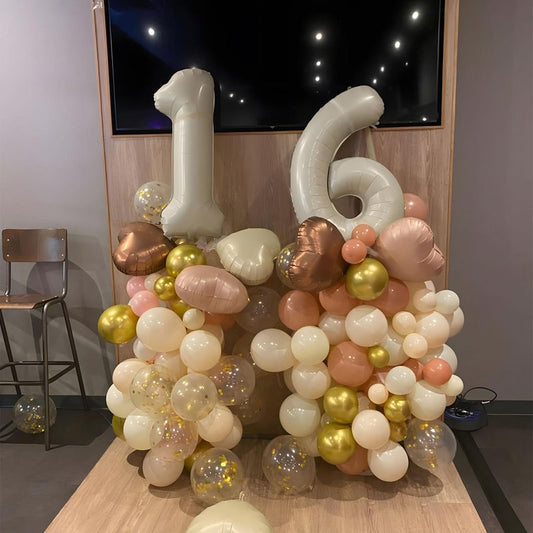 PatiCool 40 Inch Beige Number Balloon 1, Large Cream Number Foil Mylar Balloons for Birthday Party Celebration Decorations Supplies, Digital Balloons for Wedding Anniversary Events Decorations