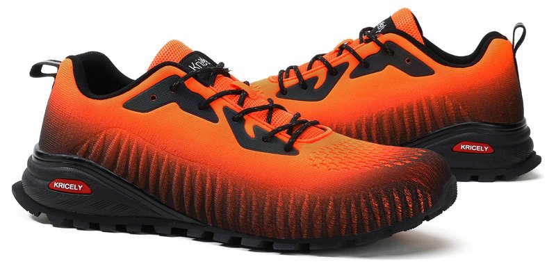 Kricely Men's Trail Running Shoes Fashion Hiking Sneakers Tennis Cross Training Shoe Outdoor Snearker Casual Workout Footwear（Orange 10.5）