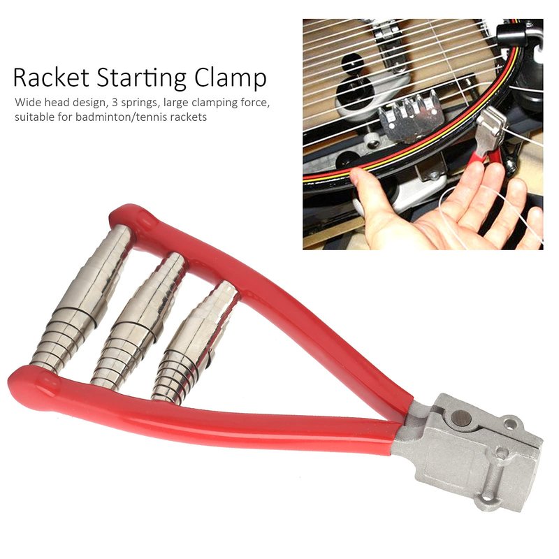 Tennis Starting Clamp, Tennis Racket Stringing Tool, Aluminum + Plastic Badminton Racket Starting Stringing Clamp Tennis Racket 3 Spring Starter Stringing Tool