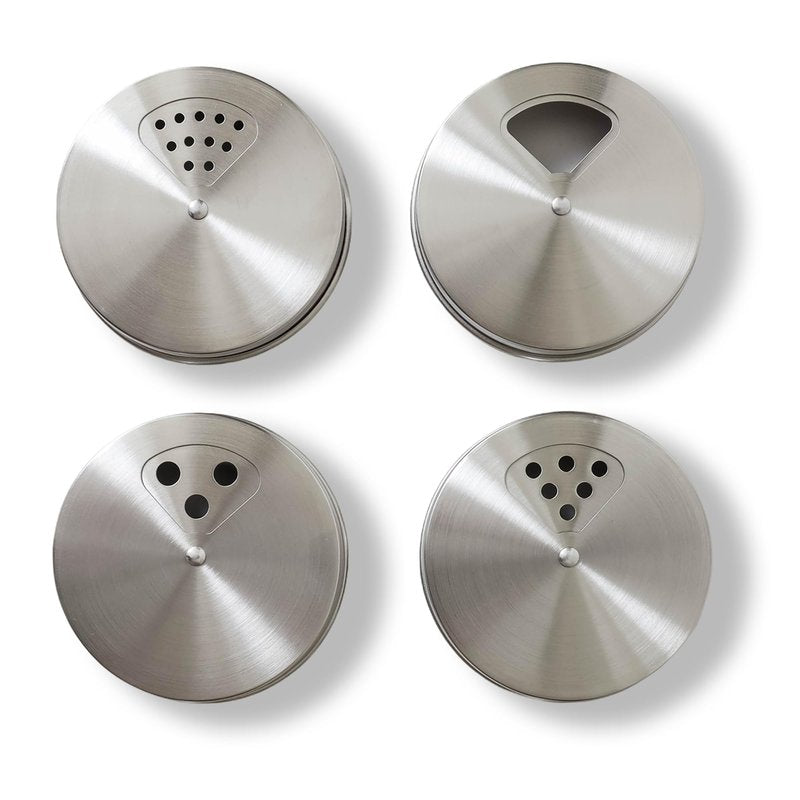 Stainless Steel Adjustable Spice Lid for Mason Jar (Regular Mouth, 4 Pack)