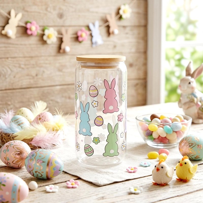 LUICONMO Easter Gifts for Teen Girls Women, Easter Baskets Stuffers for Teens Adults, Self Care Spa Gift Basket Spring Gifts Set Box with Bunny Theme Glass Cup - Brighten up Her Day!