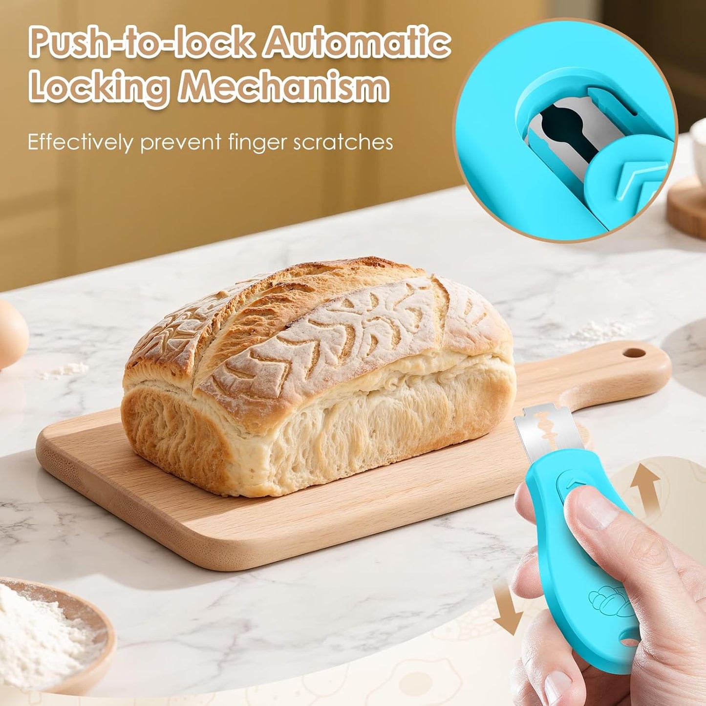 Skiennix Bread Lame - Magnetic Sourdough Scoring Tool with 5 Razor Blades | Blue Design for Perfect Cuts