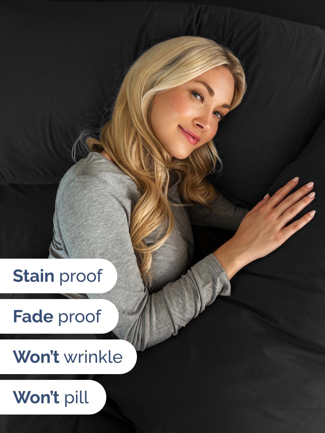 Skiennix Extra Deep Twin Sheet Set - 4-Piece Breathable Cooling Bedding - Soft, Wrinkle-Free Black