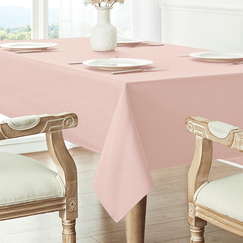 Veblandy Rectangle 4 Feet Tablecloth 52x70 inch Linen Textured Table Cloth Stain and Wrinkle Resistant Washable Polyester, Decorative Table Cover Waterproof for Dining, Buffet and Camping, Pink