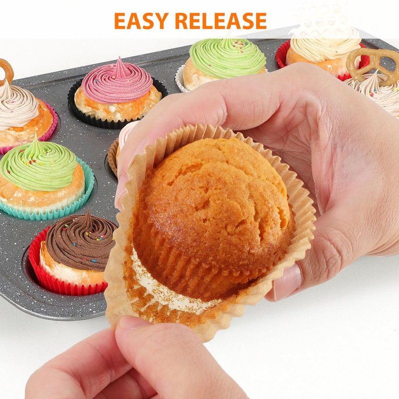 Caperci Standard Cupcake Liners for Baking 200 Counts - Greaseproof Muffin Baking Cups for Wedding Birthday Party Baby Shower Festivals (Natural)