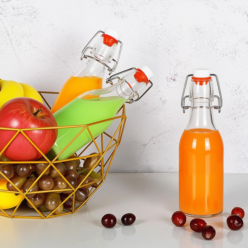 YEBODA 12 Pack Swing Top Glass Bottles 8oz Flip Top Glass Bottles for Home Brewing,2nd Fermentation,Kombucha,Kefir,Vanilla Extract,Juice,Tea,Beverages,Soda,Oil,Vinegar,Limoncello,Beer