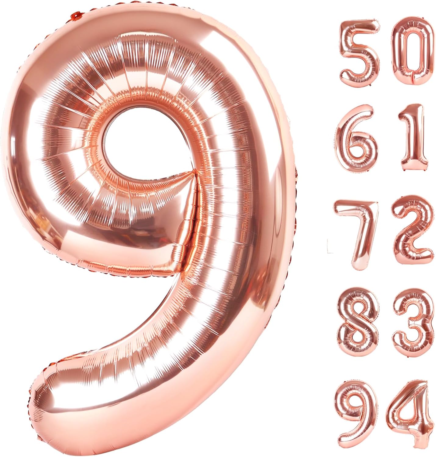 Rose Gold Number 9 Balloon - 40 Inch Giant Birthday Decoration for Boys & Girls | Perfect for 9th, 19th, 29th Parties