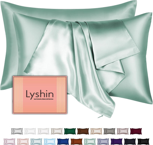 Skiennix Silk Pillowcases - 2 Pack Standard Size, Mulberry Silk for Hair & Skin | Soft Sage Green
