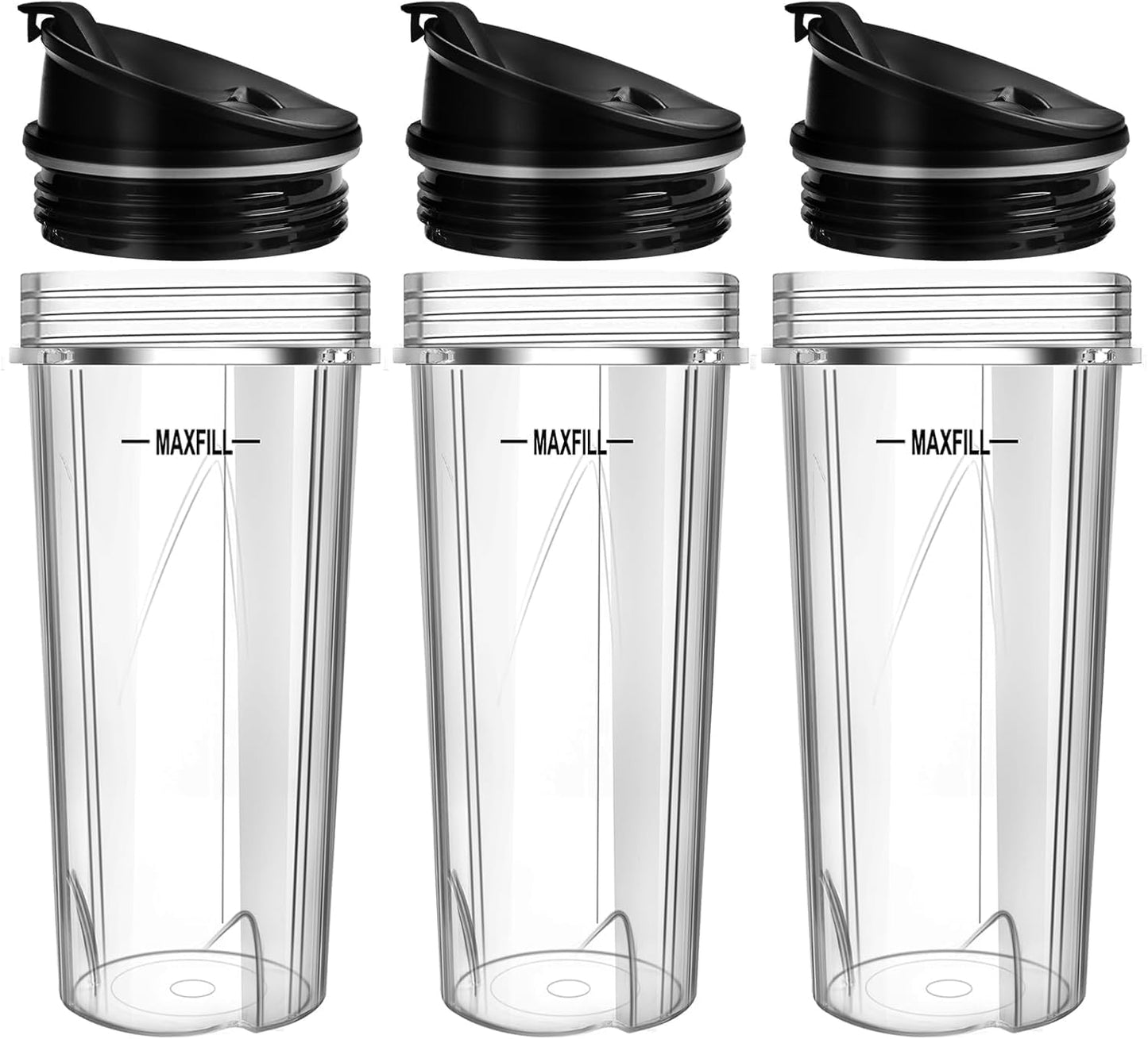 Ninja Blender Cups - 16oz Replacement Cups with Lids | 3-Pack Compatible with QB3001SS, BL770, BL780, BL660, BL740, BL810, Nutri Ninja Series