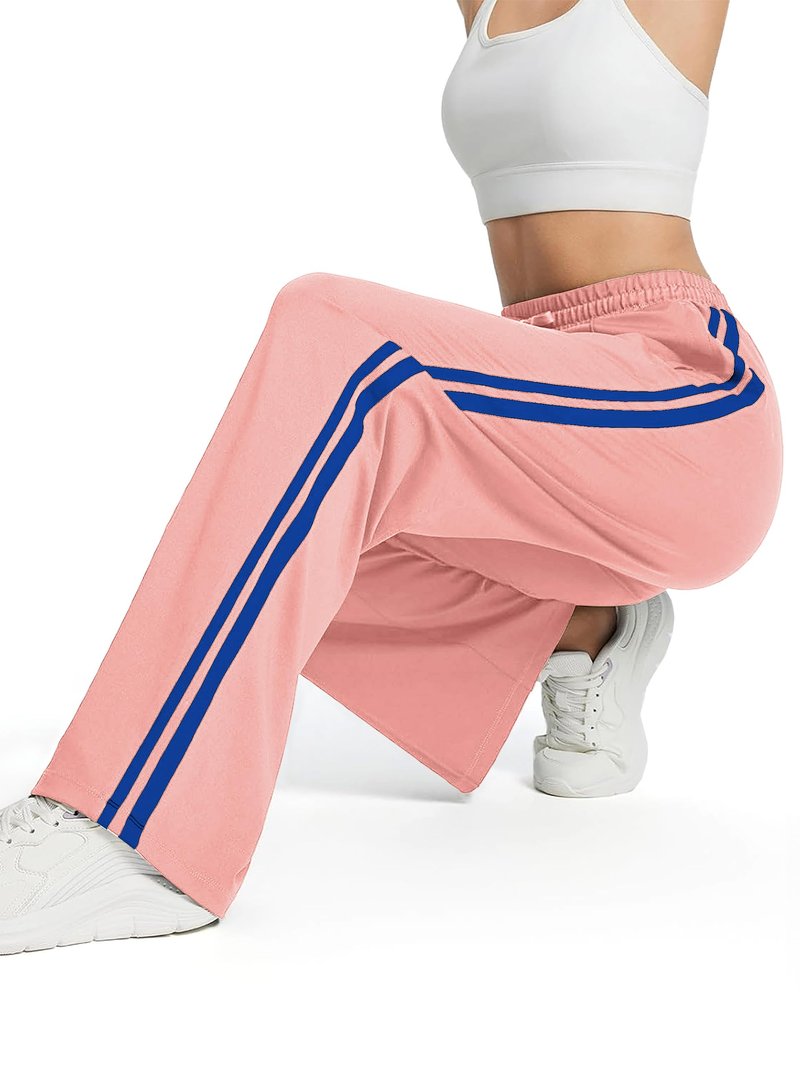 Tapata Long Women's 32" Inseam Track Pants Elastic Waistband Y2K with Zipper Pockets Dance Studio Sweatpants, Pink, XXL
