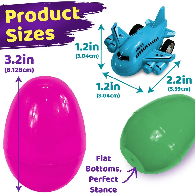 stargo 16 Pack Colorful Prefilled Easter Eggs bulk with toys - mini Aircraft, pull-back Helicopters & Airplanes. Plastic Easter Eggs Filled, Basket Fillers Egg Hunts, Party Favors, Boys Goodie Bags