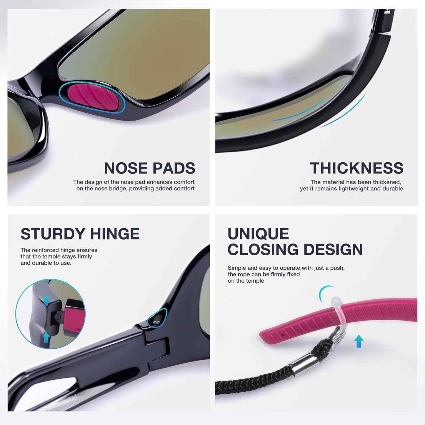 RIVBOS Polarized Sports Sunglasses for Men & Women - TR90 Frame for Cycling, Fishing, Running