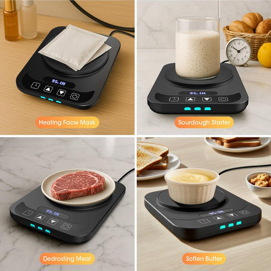 Sourdough Starter Warmer, Precise 1°F Thermostat Control (70-100°F) Sourdough Warming Mat, Auto Warming On/Off, 12-Hour Timer Sourdough Warmer for Home Baking (No Jar Included)