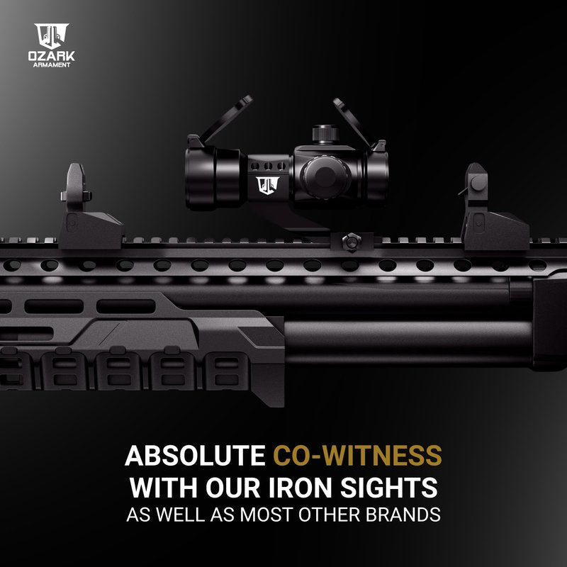 OZARK ARMAMENT Fiber Optic Flip Up Iron Sights - Flip Up Sights Rail Mounted Battle Sights - Front and Rear Sight Set