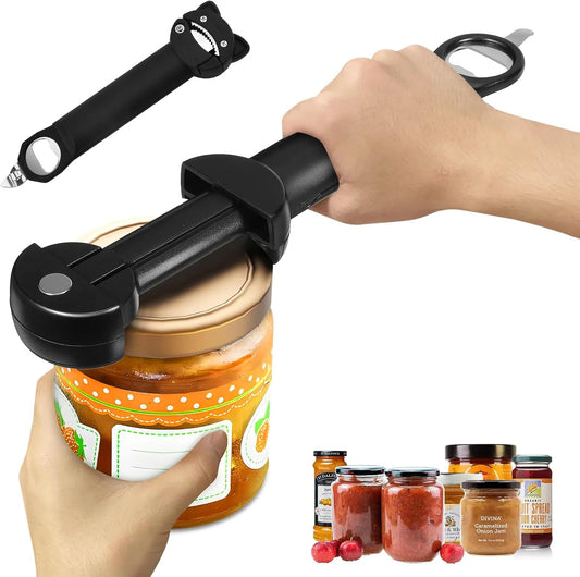 Skiennix 7-in-1 Jar Opener - Multifunctional Magnetic Bottle & Can Opener for Seniors | Black