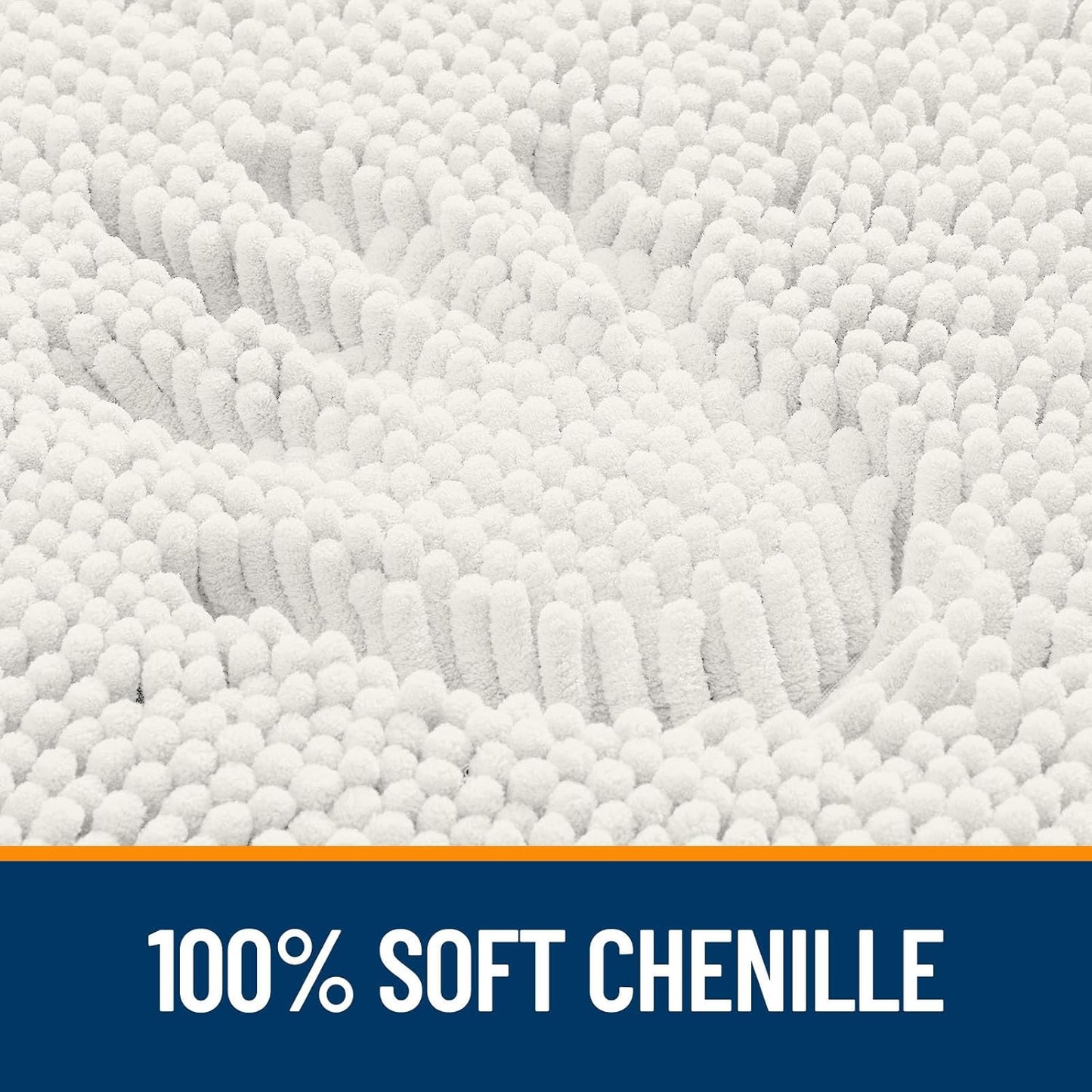 OLANLY U-Shaped Toilet Rug - Extra Soft Chenille, Quick-Dry, Non-Slip Bath Mat | 20x20, Ivory