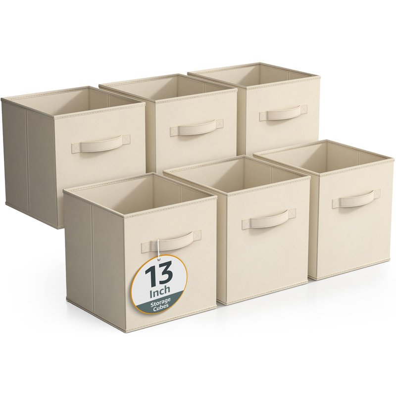 Sorbus Fabric Storage Cubes - 6 Foldable Storage Bins for Organizing Pantry, Cubbies, Toy Box - Clothes Storage & Closet Organizer - 13 Inch Collapsible Cube Baskets for Shelves with Handle