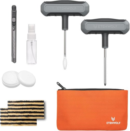 ETENWOLF Heavy-Duty Tire Repair Kit - 16 Pcs Plug Set for Cars, Motorcycles, ATVs, Trucks & More (Grey)
