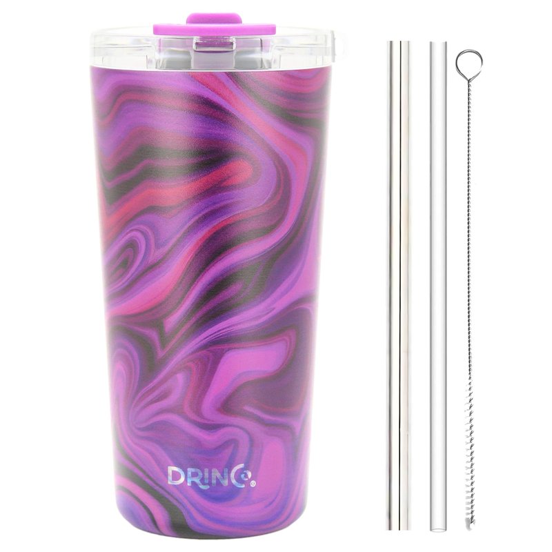 Drinco - 20 oz Stainless Steel Tumbler | Double Walled Vacuum Insulated Mug With Lid, 2 Straws, For Hot & Cold Drinks (20oz Purple Swirl)