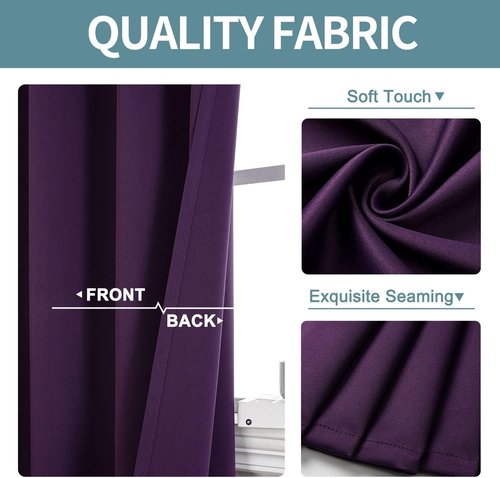 ChrisDowa Blackout Curtains - Thermal Insulated Room Darkening Panels | 90 Inches Long, Royal Purple, 2-Pack