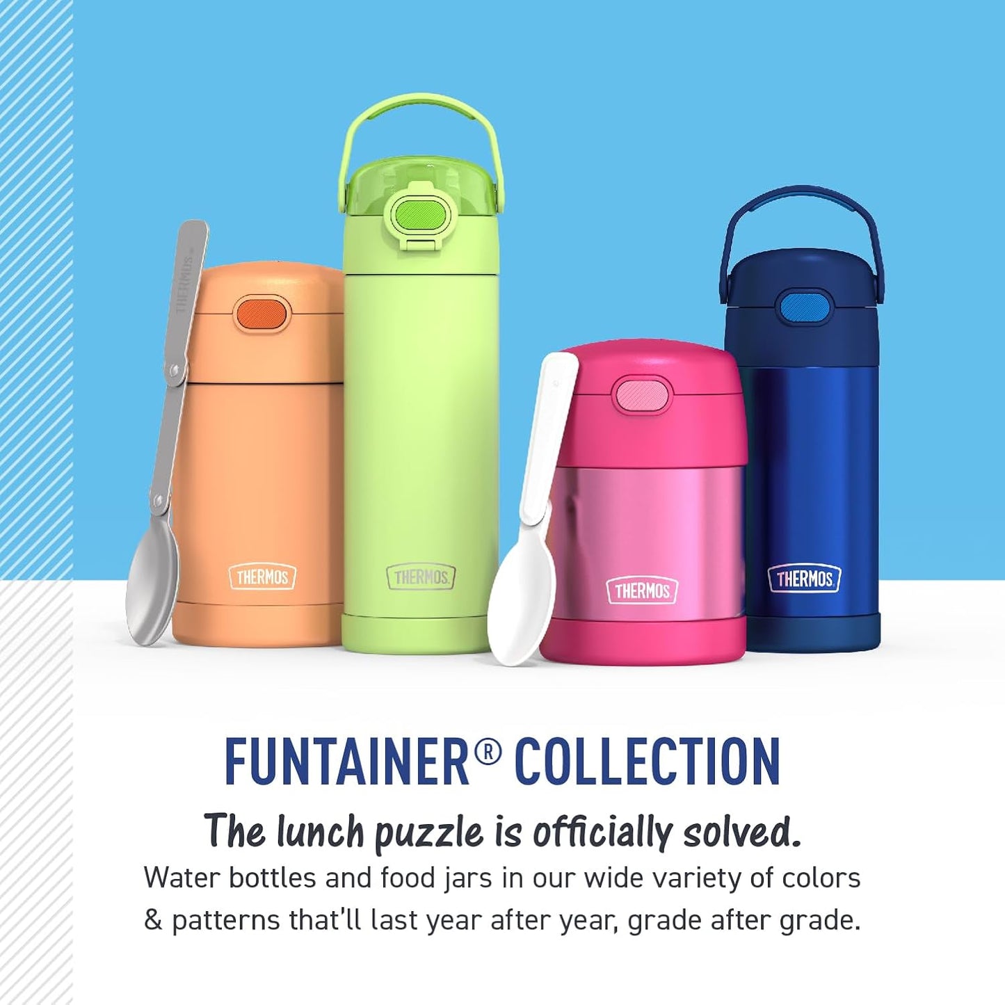 THERMOS FUNTAINER 12 Ounce Stainless Steel Kids Straw Bottle - Vacuum Insulated, Durable Design