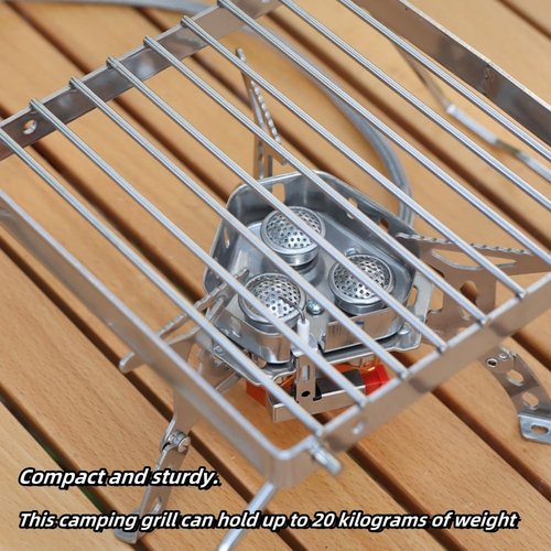 Camp Grill with Foldable Legs, 304 Stainless Steel Portable Folding Camping Campfire Grill over Fire Stove bracket outdoor