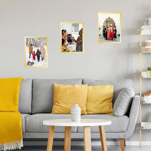 JCJMY Picture Frame - 10x14 Inch Wall Gallery Frame with Shatter-Resistant Plexiglass | Gold Finish