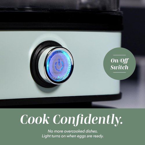Cook With Color 6-Egg Capacity Egg Cooker - Rapid Cooking for Soft, Medium, or Hard-Boiled Eggs | Auto Shut-Off & Boil-Dry Protection, Sage
