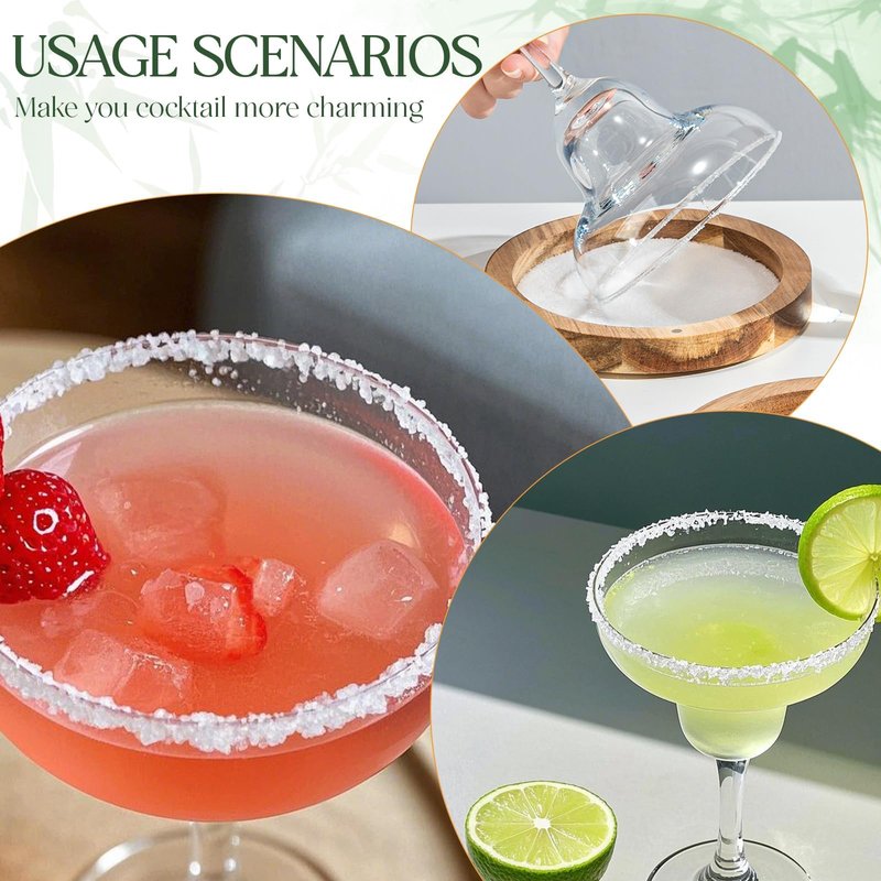 USEEKRIL 3-Tier Acacia Wooden Margarita Salt Rimmer Set,Salt&Sugar Rimmer for Cocktails Drinks,Cocktail Glass Rimmer Tools with Magnetic Swivel Lid for Bartenders,Home Bar,Parties
